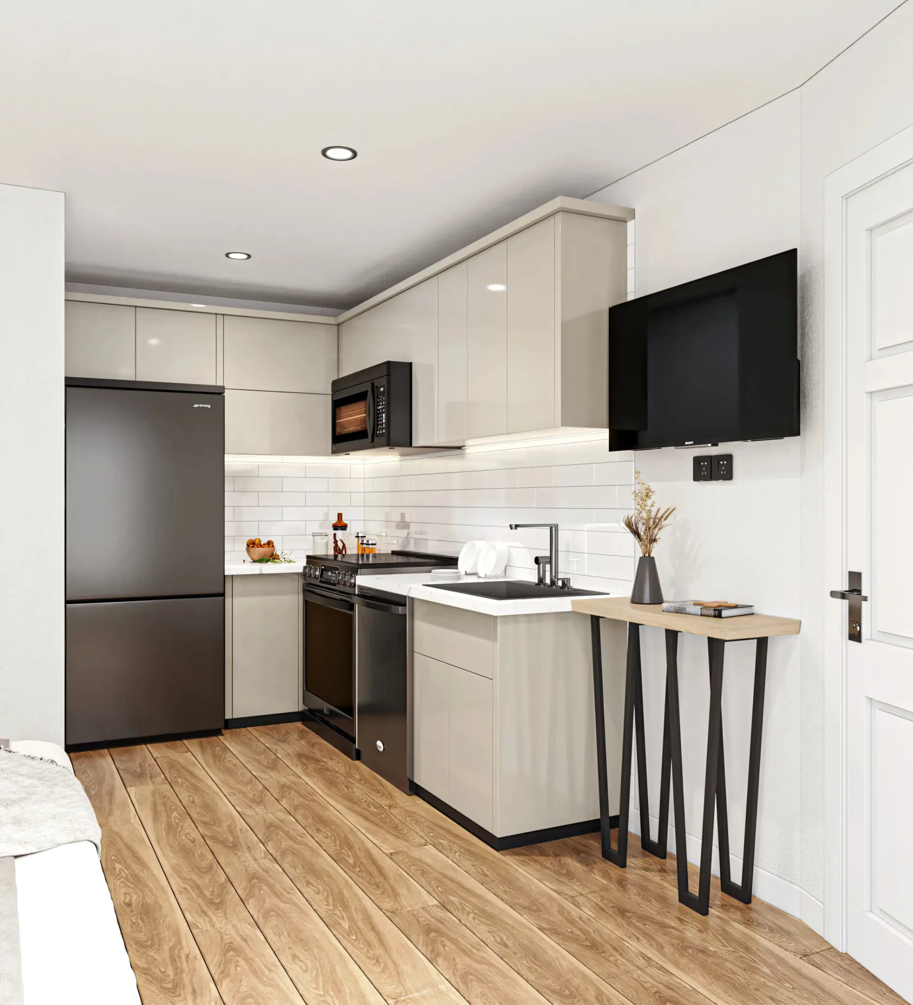 Compact yet functional studio kitchen
