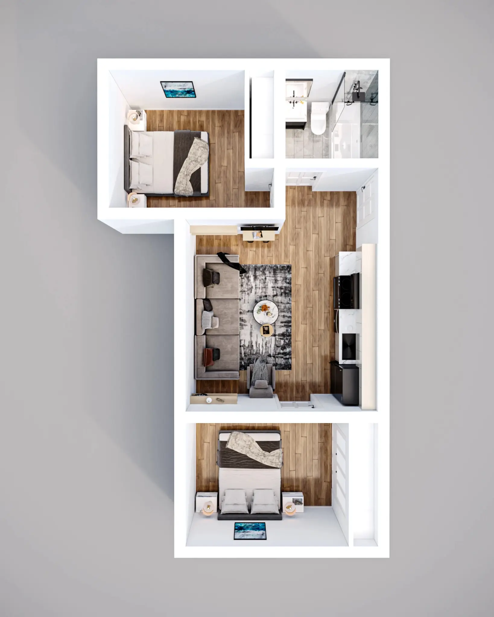 Detailed 2-bedroom apartment layout