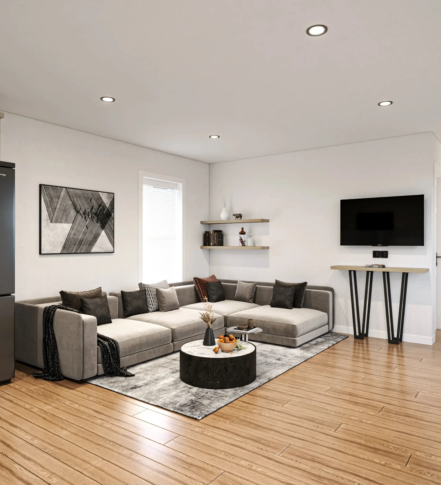 Spacious 3-bedroom apartment living area
